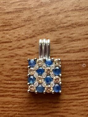 14k Blue Sapphire & Diamond Pendant